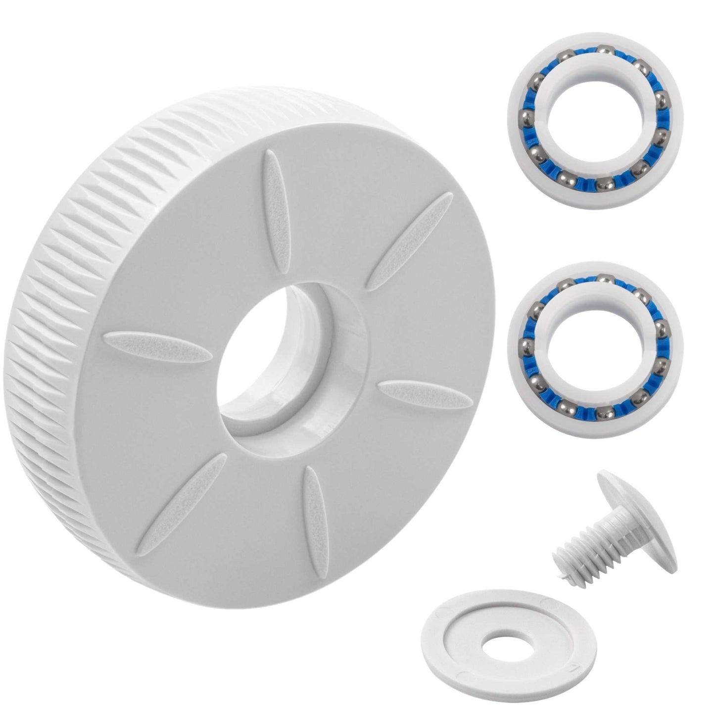 Petite roue adaptable C16 pour robot piscine Polaris 280 180 avec roulements, vis et rondelle.